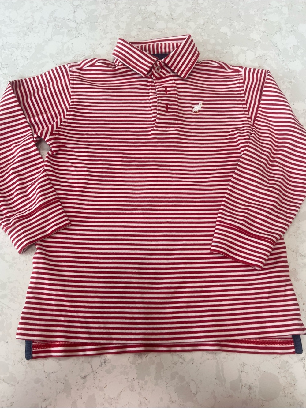 The Beaufort Bonnet Company Red & White Striped Long-Sleeve Polo